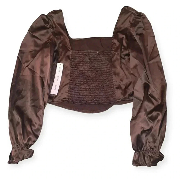 Crave Fame Women's Junior’ Long Sleeve Corset Top with Square Neck - Picture 3 of 3